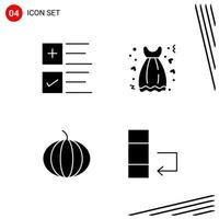 Collection of 4 Vector Icons in solid style Pixle Perfect Glyph Symbols for Web and Mobile Solid Icon Signs on White Background 4 Icons Creative Black Icon vector background