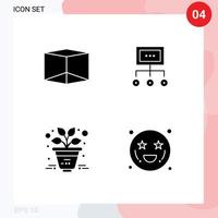 Solid Glyph Pack of 4 Universal Symbols of box process business management office Editable Vector Design Elements
