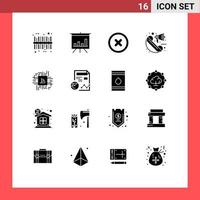 User Interface Pack of 16 Basic Solid Glyphs of report finance ui computer marketing Editable Vector Design Elements