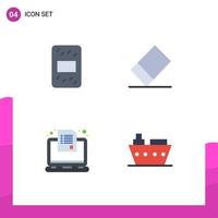 4 Creative Icons Modern Signs and Symbols of grain boat rubber online sea Editable Vector Design Elements