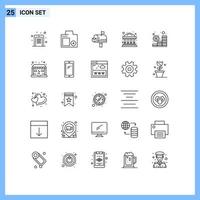 Modern Set of 25 Lines Pictograph of budget commercial photo bank message Editable Vector Design Elements