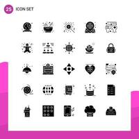 Modern Set of 25 Solid Glyphs Pictograph of play game controller bengal web location Editable Vector Design Elements