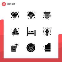 Pack of 9 Universal Glyph Icons for Print Media on White Background Creative Black Icon vector background