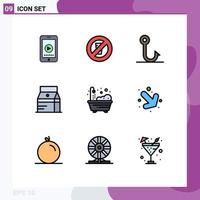 Set of 9 Modern UI Icons Symbols Signs for living milk fish juice drink Editable Vector Design Elements