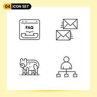 User Interface Pack of 4 Basic Filledline Flat Colors of browser envelope faq contact bear Editable Vector Design Elements