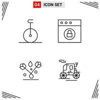 4 Icons Line Style Grid Based Creative Outline Symbols for Website Design Simple Line Icon Signs Isolated on White Background 4 Icon Set Creative Black Icon vector background