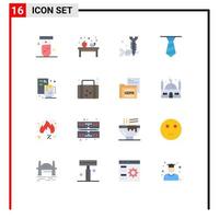 Flat Color Pack of 16 Universal Symbols of coffee creative apple clothing screws Editable Pack of Creative Vector Design Elements