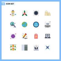 Pack of 16 Modern Flat Colors Signs and Symbols for Web Print Media such as pixels design control shop handbag Editable Pack of Creative Vector Design Elements