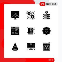 User Interface Pack of 9 Basic Solid Glyphs of user interface time communication server Editable Vector Design Elements
