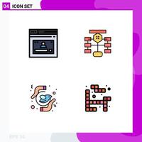 Set of 4 Modern UI Icons Symbols Signs for internet database website flow feminism Editable Vector Design Elements