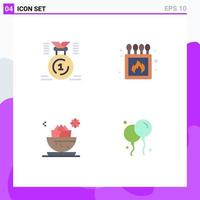 4 Creative Icons Modern Signs and Symbols of award center first fire lotus Editable Vector Design Elements