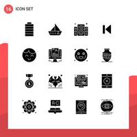 16 iconos creativos, signos y símbolos modernos de control de música multimedia para bebés, elementos de diseño vectorial editables vector