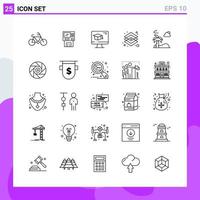 conjunto de 25 iconos en estilo de línea símbolos de contorno creativo para el diseño de sitios web y aplicaciones móviles signo de icono de línea simple aislado en fondo blanco 25 iconos creativo fondo de vector de icono negro