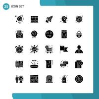 Group of 25 Solid Glyphs Signs and Symbols for mind human business head spaceship Editable Vector Design Elements