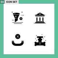 4 User Interface Solid Glyph Pack of modern Signs and Symbols of add call design bank hang up Editable Vector Design Elements