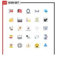 Pack of 25 Modern Flat Colors Signs and Symbols for Web Print Media such as coin weather mirror snow glasses Editable Vector Design Elements