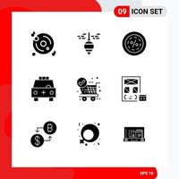 9 Thematic Vector Solid Glyphs and Editable Symbols of transport car discount ambulance sale Editable Vector Design Elements