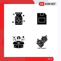 User Interface Pack of 4 Basic Solid Glyphs of care funding medical memory card network Editable Vector Design Elements