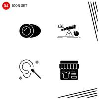 Collection of 4 Vector Icons in solid style Pixle Perfect Glyph Symbols for Web and Mobile Solid Icon Signs on White Background 4 Icons Creative Black Icon vector background