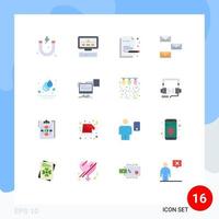 16 User Interface Flat Color Pack of modern Signs and Symbols of park drops painting envelope contact us Editable Pack of Creative Vector Design Elements