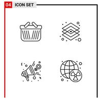 4 General Icons for website design print and mobile apps 4 Outline Symbols Signs Isolated on White Background 4 Icon Pack Creative Black Icon vector background