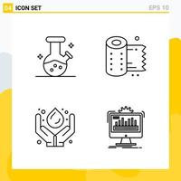 Collection of 4 Universal Line Icons Icon Set for Web and Mobile Creative Black Icon vector background