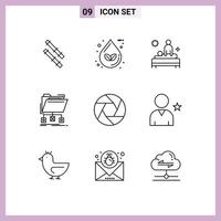 9 Thematic Vector Outlines and Editable Symbols of aperture folder body files backup Editable Vector Design Elements