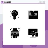 Editable Vector Line Pack of Simple Solid Glyphs of digital printer back to school note monitor Editable Vector Design Elements