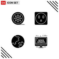 Pixle Perfect Set of 4 Solid Icons Glyph Icon Set for Webite Designing and Mobile Applications Interface Creative Black Icon vector background