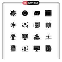 16 iconos creativos signos y símbolos modernos de mensaje brillante de aceite texto de playa elementos de diseño vectorial editables vector
