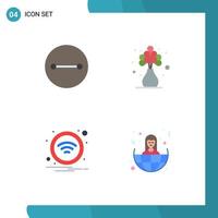Group of 4 Flat Icons Signs and Symbols for ancient wireless home flower business Editable Vector Design Elements