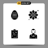 4 Black Icon Pack Glyph Symbols Signs for Responsive designs on white background 4 Icons Set Creative Black Icon vector background