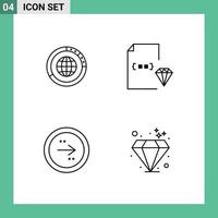 Universal Icon Symbols Group of 4 Modern Filledline Flat Colors of management development globe world file Editable Vector Design Elements
