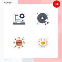 Editable Vector Line Pack of 4 Simple Flat Icons of code chemistry development heart formula Editable Vector Design Elements