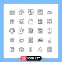 25 User Interface Line Pack of modern Signs and Symbols of website secure search page install Editable Vector Design Elements