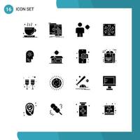 Editable Vector Line Pack of 16 Simple Solid Glyphs of device compter move cooler fan location Editable Vector Design Elements