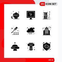 9 Universal Solid Glyph Signs Symbols of cloud tool tv screw fuel Editable Vector Design Elements