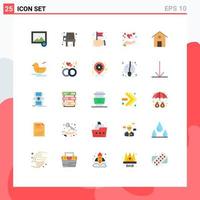 25 Creative Icons Modern Signs and Symbols of house love flag heart care Editable Vector Design Elements