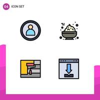 4 Filledline Flat Color concept for Websites Mobile and Apps disc tool bowl construction browser Editable Vector Design Elements