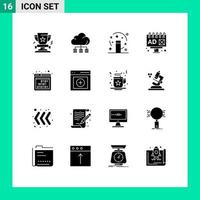 Modern Set of 16 Solid Glyphs and symbols such as code billboard technology advertising transformation Editable Vector Design Elements