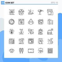 Modern 25 Line style icons Outline Symbols for general use Creative Line Icon Sign Isolated on White Background 25 Icons Pack Creative Black Icon vector background