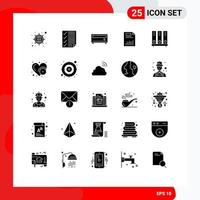 25 User Interface Solid Glyph Pack of modern Signs and Symbols of paper finance report chart document Editable Vector Design Elements