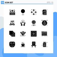 16 User Interface Solid Glyph Pack of modern Signs and Symbols of meeting consulting full screen business invoice Editable Vector Design Elements