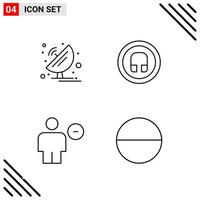 Pixle Perfect Set of 4 Line Icons Outline Icon Set for Webite Designing and Mobile Applications Interface Creative Black Icon vector background