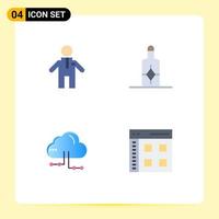 4 Flat Icon concept for Websites Mobile and Apps man app cream share interface Editable Vector Design Elements