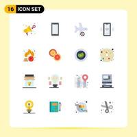 Modern Set of 16 Flat Colors and symbols such as wifi phone android transportation plane Editable Pack of Creative Vector Design Elements