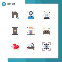 Mobile Interface Flat Color Set of 9 Pictograms of darts podium up podia siren Editable Vector Design Elements