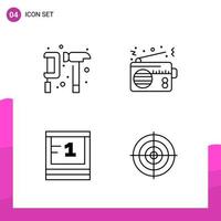 Outline Icon set Pack of 4 Line Icons isolated on White Background for responsive Website Design Print and Mobile Applications Creative Black Icon vector background