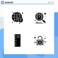 Modern 4 solid style icons Glyph Symbols for general use Creative Solid Icon Sign Isolated on White Background 4 Icons Pack Creative Black Icon vector background