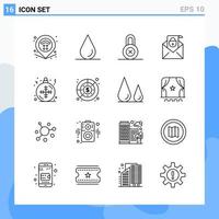 Modern 16 Line style icons Outline Symbols for general use Creative Line Icon Sign Isolated on White Background 16 Icons Pack Creative Black Icon vector background